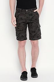 RIG Men Printed Casual Cargo Black Shorts - Selling Fast at Pantaloons.com