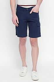 RIG Men Cotton Casual Navy Shorts - Selling Fast at Pantaloons.com