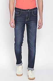 Bare Denim Men Solid Medium Blue Jeans - Selling Fast at Pantaloons.com