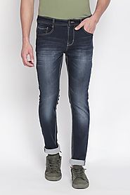 Bare Denim Men Solid Dark Blue Jeans - Selling Fast at Pantaloons.com