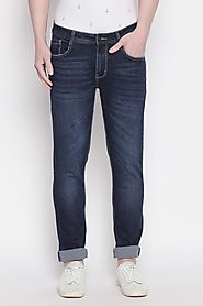 Bare Denim Men Solid Dark Blue Jeans - Selling Fast at Pantaloons.com