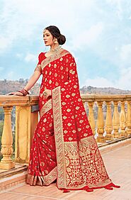 Silk Weaving Saree for Wedding at Pinkvink Fashion