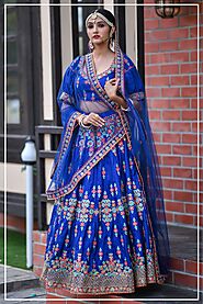Royal Blue color chennai silk Heavy work wedding lehenga choli