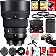 Sigma 85mm f/1.4 DG DN Art Lens Sony E-Mount Bundle with 2X 64GB Extreme Memory Cards, IR Remote, 3 Piece Filter Kit,...