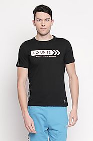 Ajile Men Printed Black T Shirt - Selling Fast at Pantaloons.com