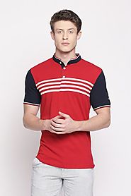 Byford Men Stripe Red T Shirt - Selling Fast at Pantaloons.com