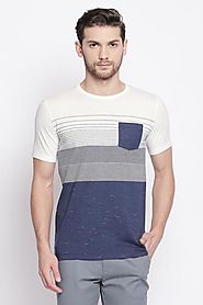 Urban Ranger Men Stripe Navy T Shirt - Selling Fast at Pantaloons.com
