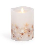 Flameless Pillar Candle With Seashells White Wax 4 X 5 Inches