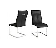Arruso Pair Black Faux Leather Dining Chair