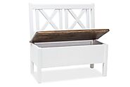 Polly White And Solid Oak Wood Two Tone Dining Bench