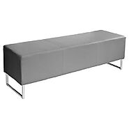 Feast Cushioned Backless Dining Bench In Grey Leather