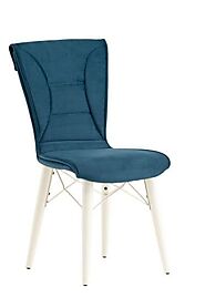 Distinct Blue VelvetBlue Velvet And White Tower Leg Dining Chair