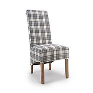Rita Grey Herringbone Leather Rolled Back Dining Chair