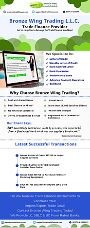 Bronze Wing Trading L.L.C. – Avail Trade Finance Services from Us!