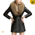 Christmas Fur Trimmed Leather Coat CW692305 - CWMALLS.COM
