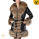 Christmas Fur Trimmed Leather Coat CW684036 - CWMALLS.COM