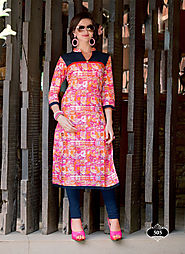 10. OG pink color stunning cotton designer printed kurti