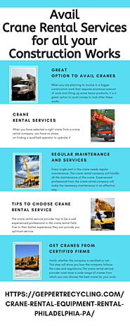 Avail Crane rental services for all your construction works