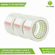 36 pcs Clear Packing Tape 48mm x 75m | BOPP Carton Tape for Boxes
