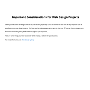 Important Considerations For Web Design Projects