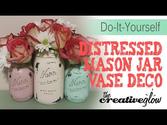 Distressed Mason Jar Vase Piece - Shabby Chic