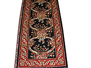 Clearance & Discount Rugs R Rose JDW 1001 Black Charcoal & Red Burgundy Hand Knotted Rug - Oriental Designer Rugs