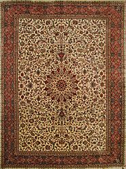 Clearance & Discount Rugs Kashan 14/70 0985 Ivory Beige Colors Hand Knotted Rug