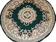 Clearance & Discount Rugs Abousson Rama-5/32 0836 Green & Ivory Beige Colors Hand Knotted Rug