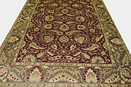 Clearance & Discount Rugs Agra BG 212 0792 Red Burgundy & Lt. Gold Colors Hand Knotted Rug