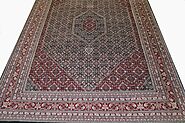 Clearance & Discount Rugs B 9 9/54 0789 Medium Blue Navy & Red Burgundy Colors Hand Knotted Rug
