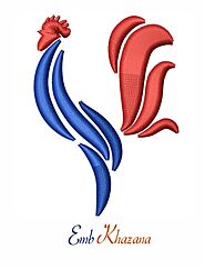 French Cock logo embroidery design