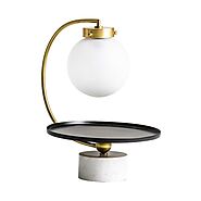 Art Deco Style Small Marble And Glass Table Lamp