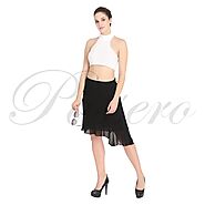 Passero Uneven Knee Length Black Skirt | Casual Wear Skirt