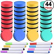 SIQUK 36 Packs Colorful Whiteboard Erasers Magnetic Dry Erase Erasers (Diameter 1.97 inches) with 8 Pieces Dry Erase ...