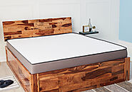 Andromeda Storage Sheesham Wood Bed - Wakefit storage bed online