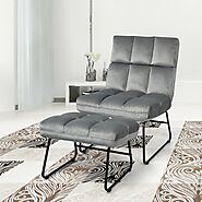 Electric Velvet Massage Chair with Ottoman & Remote Control | Cashback Shopper