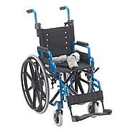 14" Wallaby Pediatric Folding Wheelchair, Blue - wholesalemedicalsuppliers
