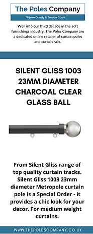 Silent Gliss 1003 23mm Diameter Charcoal Clear Glass Ball