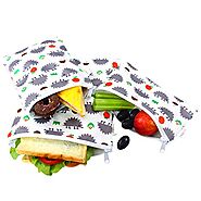 Langsprit Premium Reusable Sandwich & Snack Bags-Washable Lunch Bags - Set of 3 - (Hedgehog)