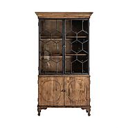 Lavina Industrial Style Solid Pine Wood Display Cabinet
