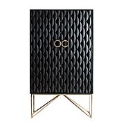 Alfreco Contemporary Black And Gold Cupboard / Bar Unit