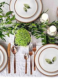 Eleanor White And Rose Gold Dining Set