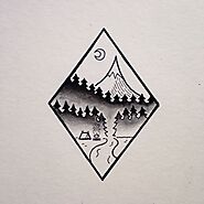 Mt. Hood camping scene. | Easy drawings, Doodle art, Aesthetic drawing