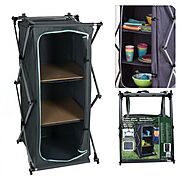 Shop Now! Wheels N Bits Portable Camping Storage Cabinet Folding Canvas Wardrobe Clothes Cupboard Shelf