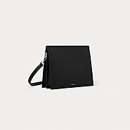 Unisex Black Leather Shoulder Bag - กระเป๋า Dash