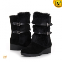 Black Rabbit Fur Snow Boots CW332102 - CWMALLS.COM
